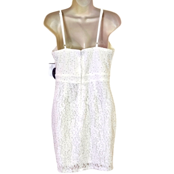 Windsor Cameron Formal White w/Silver Glitter & Lace Mini Dress,Size 9, NWT - Picture 2 of 16